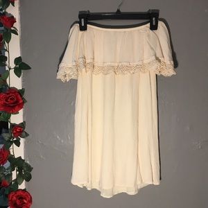 Off the shoulder white mini dress/long shirt